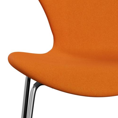 Fritz Hansen 3107 stol helt vadderad, kromad stål/divina orange (div444)