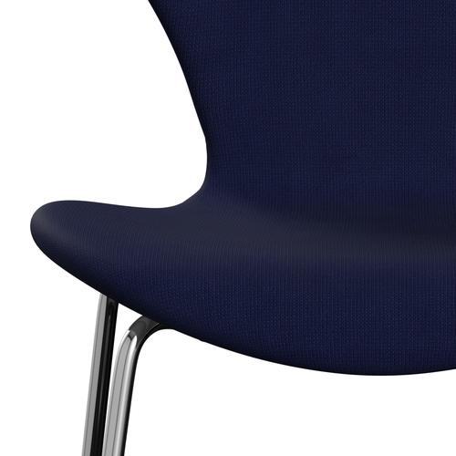 Fritz Hansen 3107 stol helt vadderad, kromad stål/berömmelse mörkblå (F66005)