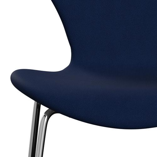 Fritz Hansen 3107 stol helt vadderad, kromad stål/berömmelse mörkblå (F66071)