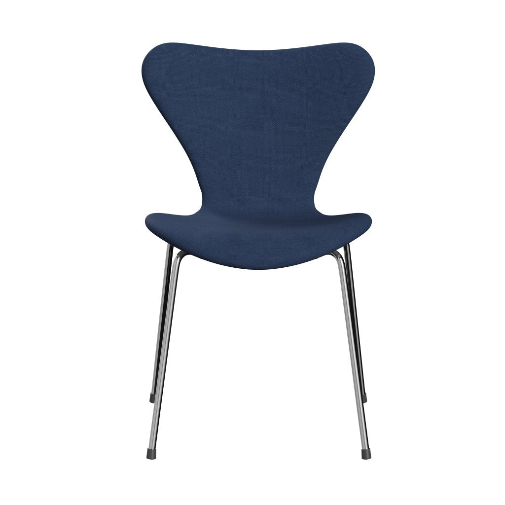 Fritz Hansen 3107 Stol Fuldpolstret, Forkromet Stål/Fiord Mid Blue/Mid Blue