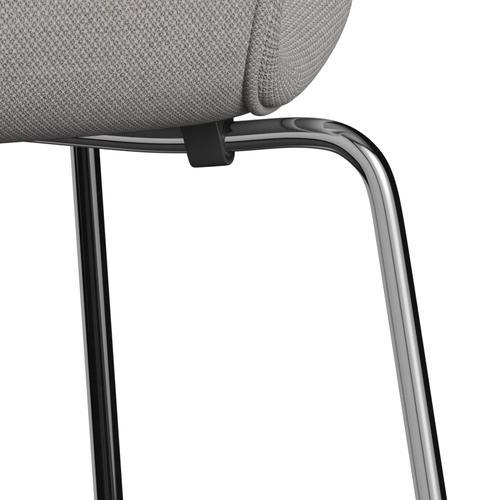 Fritz Hansen 3107 stol helt vadderad, kromad stål/fiord sten/sten