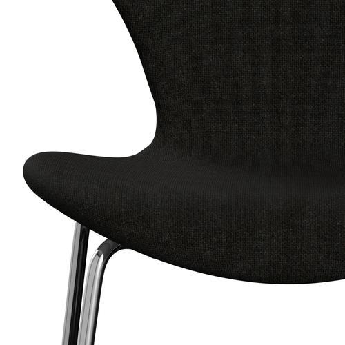 Fritz Hansen 3107 stol helt vadderad, kromad stål/hallingdal brun/mörkgrå