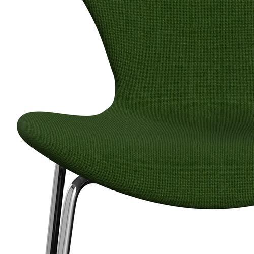 Fritz Hansen 3107 stol helt vadderad, kromat stål/hallingdal gräsgrönt