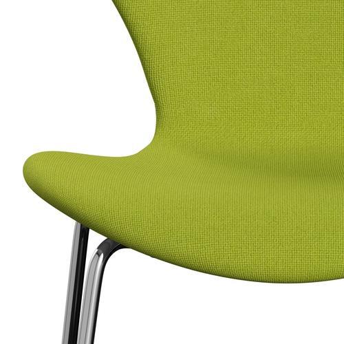 Fritz Hansen 3107 Stol Fuldpolstret, Forkromet Stål/Hallingdal Lime