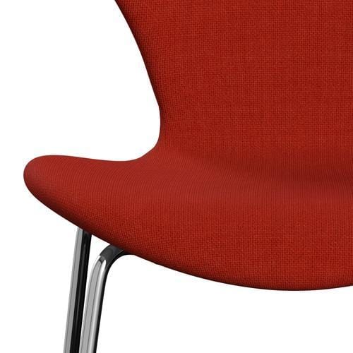 Fritz Hansen 3107 stol helt vadderad, kromad stål/hallingdal orange (HAL600)