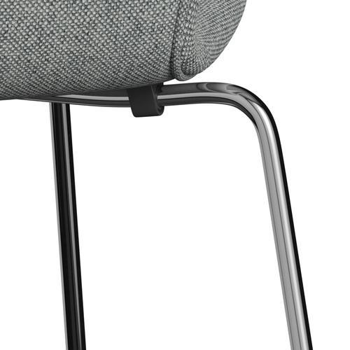 Fritz Hansen 3107 stol helt vadderad, kromad stål/hallingdal vit grå