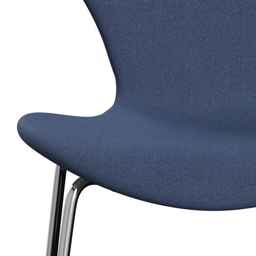 Fritz Hansen 3107 stol helt vadderad, kromad stål/remix blå (REM743)