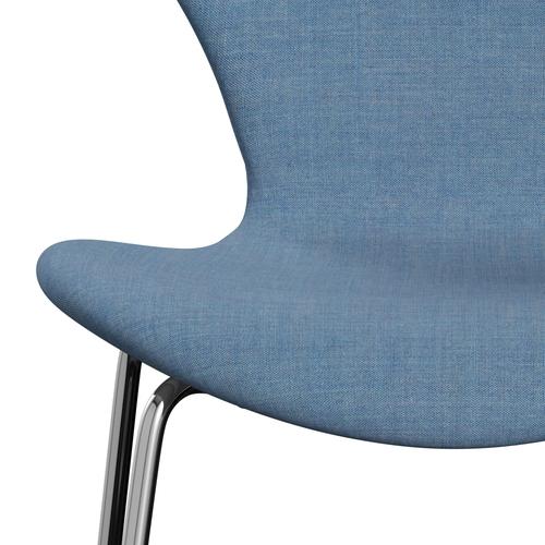Fritz Hansen 3107 stol helt vadderad, kromad stål/remixblå (REM816)