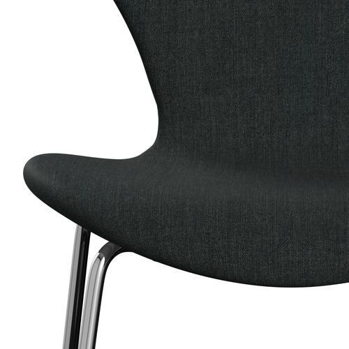 Fritz Hansen 3107 stol helt vadderad, kromad stål/remix mörkblå/grå