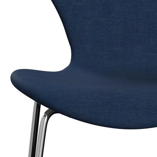 Fritz Hansen 3107 stol helt vadderad, kromad stål/remix mörkblå (REM866)