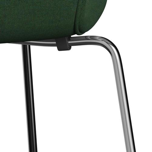 Fritz Hansen 3107 stol helt vadderad, kromat stål/remix gräsgrönt