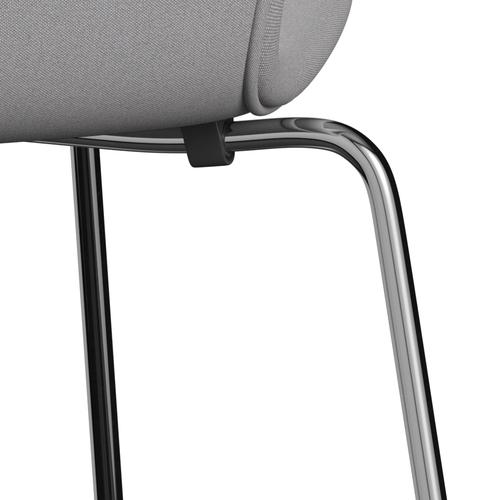 Fritz Hansen 3107 stol helt vadderad, kromad stål/remix grå/grön