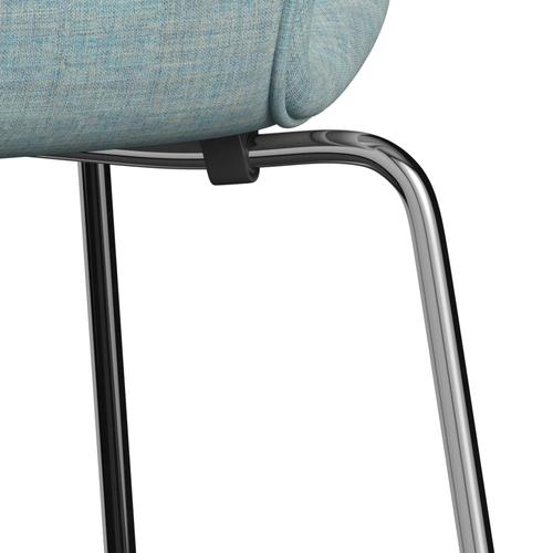 Fritz Hansen 3107 stol helt vadderad, kromad stål/remix ljusblå