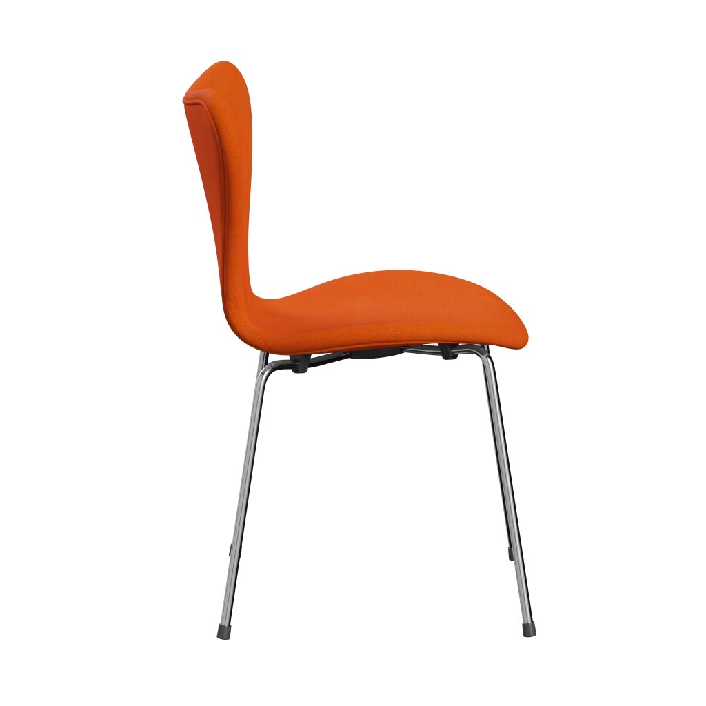 Fritz Hansen 3107 stol helt vadderad, kromad stål/remix ljus orange