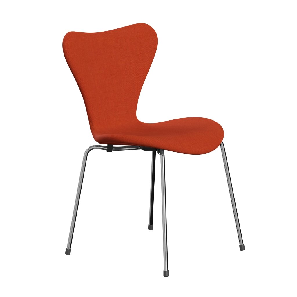 Fritz Hansen 3107 stol helt vadderad, kromad stål/remix orange
