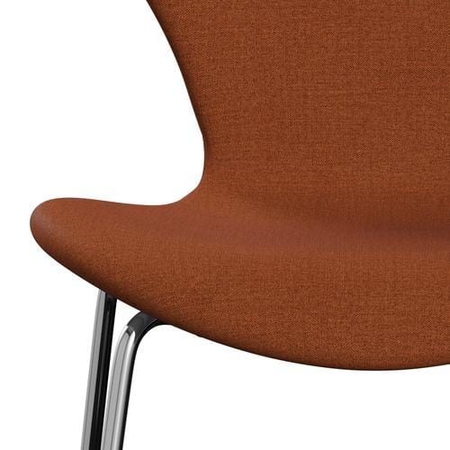 Fritz Hansen 3107 stol helt vadderad, kromad stål/remix rost orange