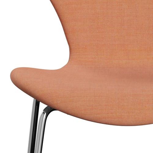 Fritz Hansen 3107 stol helt vadderad, kromad stål/remix dammig orange