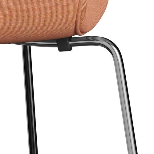 Fritz Hansen 3107 stol helt vadderad, kromad stål/remix dammig orange