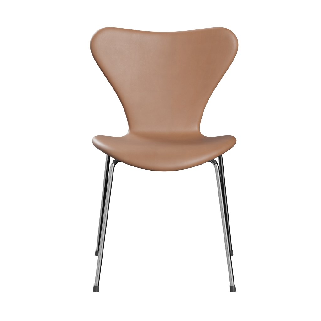 Fritz Hansen 3107 stol helt vadderat, kromat stål/rustikt läder
