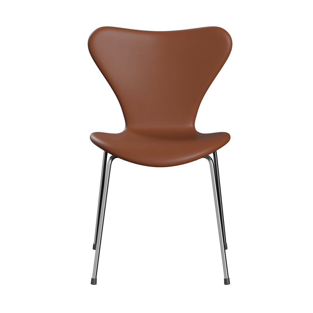 Fritz Hansen 3107 Stol Fuldpolstret, Forkromet Stål/Soft Cognac