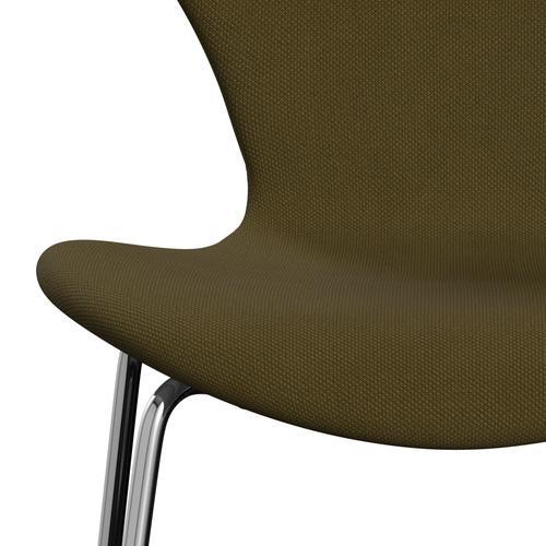 Fritz Hansen 3107 Stol Fuldpolstret, Forkromet Stål/Steelcut Army Green