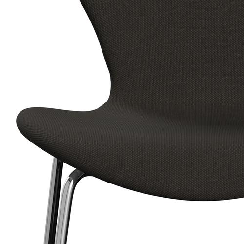 Fritz Hansen 3107 Stol Fuldpolstret, Forkromet Stål/Steelcut Brun