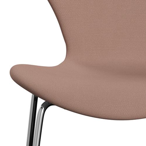 Fritz Hansen 3107 stol helt vadderad, kromad stål/stålkutljus beige/ljusröd