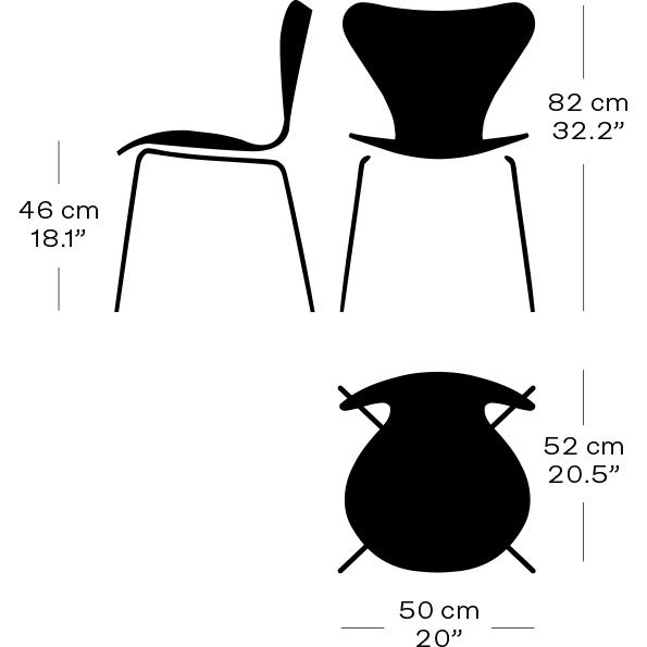 Fritz Hansen 3107 Stol Fuldpolstret, Forkromet Stål/Steelcut Sort