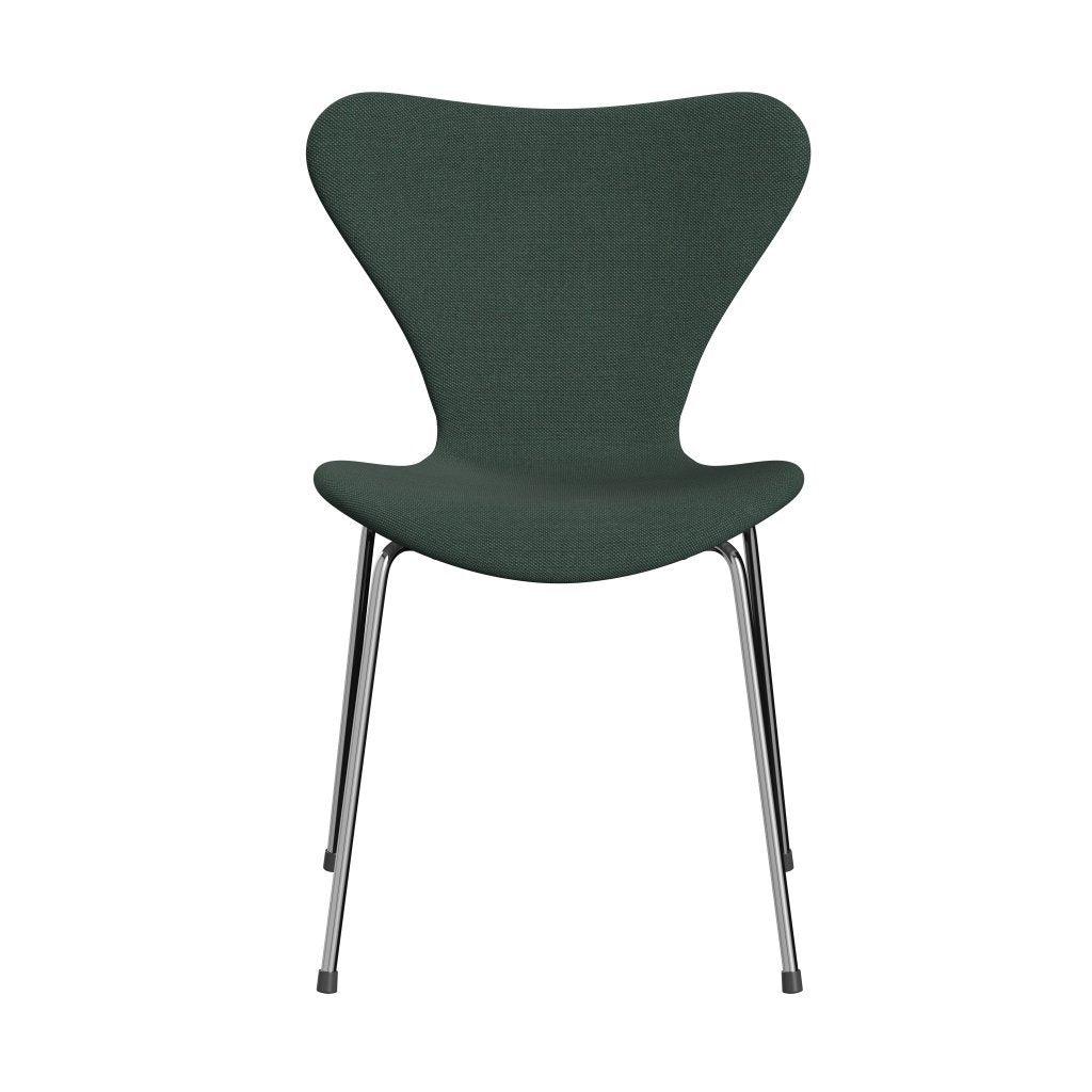 Fritz Hansen 3107 Stol Fullt vadderad, kromad stål/stålcuttrio Dusty Green (STR966)