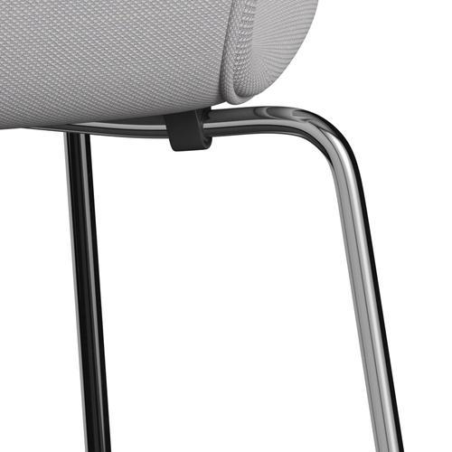 Fritz Hansen 3107 stol helt vadderad, kromad stål/stålcuttrio vit & ljusgrå