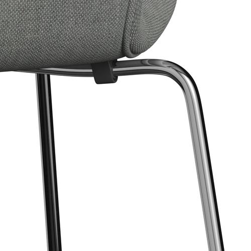 Fritz Hansen 3107 stol helt vadderad, kromad stål/sunniva 2 grå