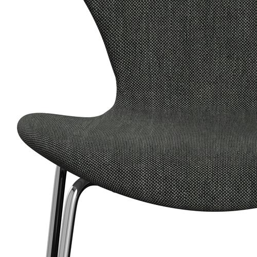 Fritz Hansen 3107 stol helt vadderad, kromat stål/sunniva 2 ljusgrå/mörkgrå