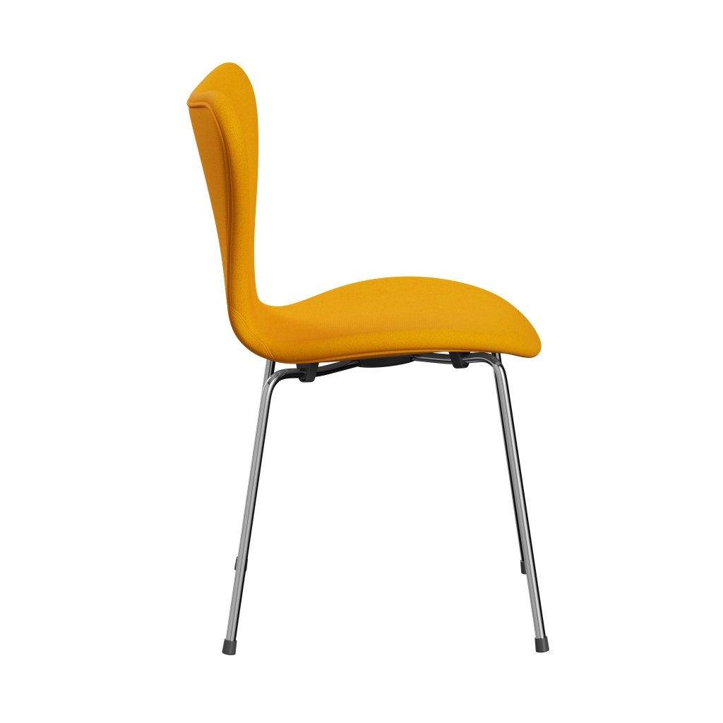 Fritz Hansen 3107 stol helt vadderad, kromad stål/tonus gul orange