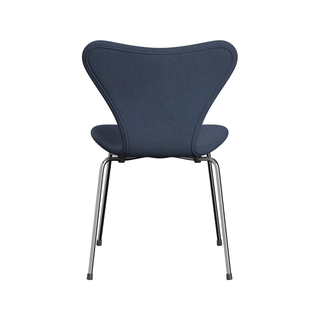 Fritz Hansen 3107 stol helt vadderad, kromad stål/tonusgrå blå