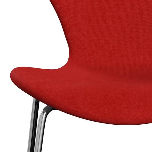 Fritz Hansen 3107 stol helt vadderad, kromad stål/tonus orange/röd