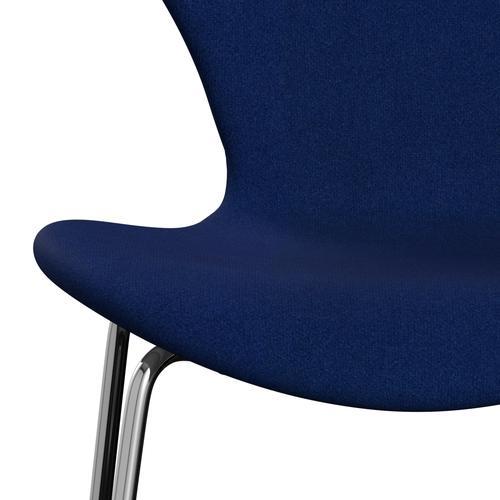 Fritz Hansen 3107 stol helt vadderad, kromad stål/tonus kungblå