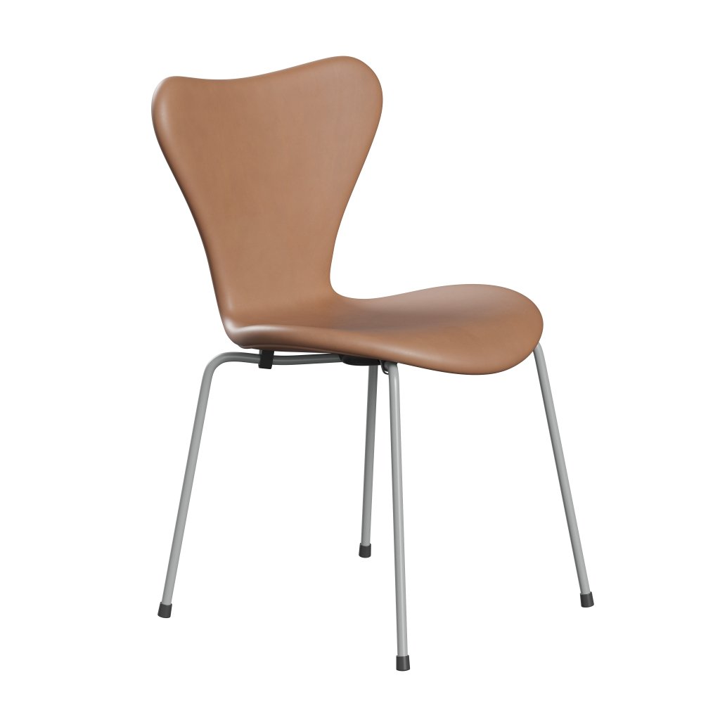 Fritz Hansen 3107 Stol Fuldpolstret, Nine Grey/Rustik Læder