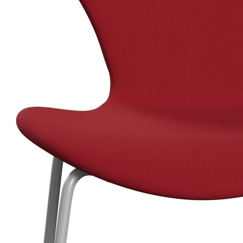 Fritz Hansen 3107 stol helt vadderad, nio grå/stålkutstandard/lätt-mörk röd