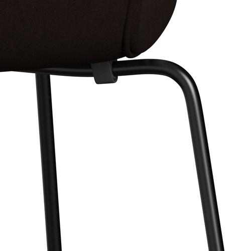 Fritz Hansen 3107 stol helt vadderad, svart/komfortbrun (C01566)
