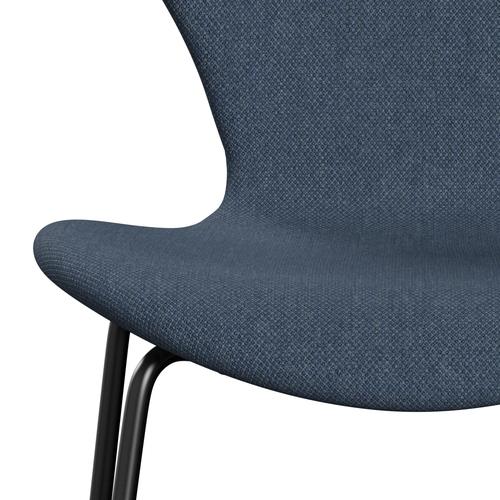 Fritz Hansen 3107 stol helt vadderad, svart/fiord mörkblå/grå