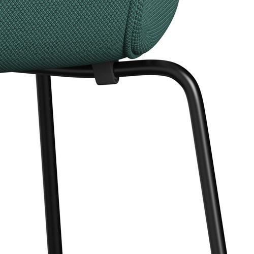 Fritz Hansen 3107 stol helt vadderad, svart/fiord grön