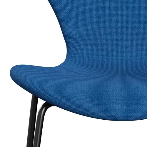Fritz Hansen 3107 stol helt vadderad, svart/hallingdal ljusblå