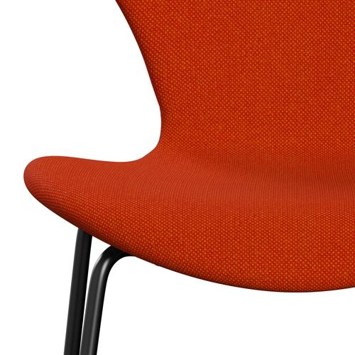 Fritz Hansen 3107 stol helt vadderad, svart/hallingdal röd/orange