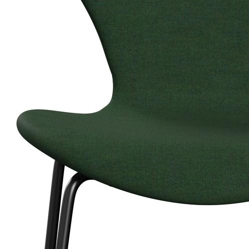 Fritz Hansen 3107 stol helt vadderad, svart/remix gräsgrön