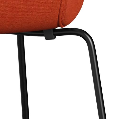 Fritz Hansen 3107 stol helt vadderad, svart/remix orange