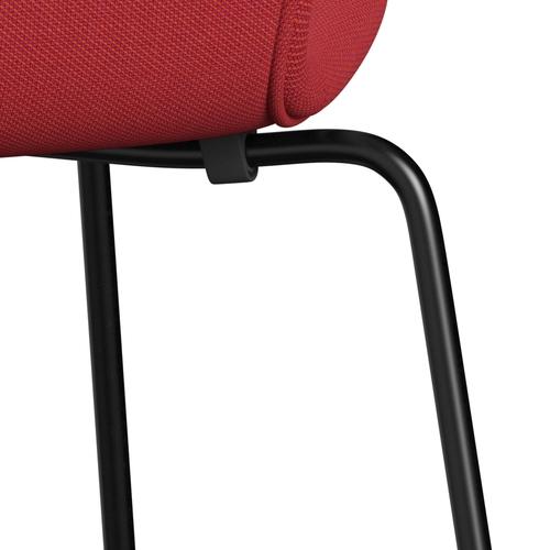 Fritz Hansen 3107 stol helt vadderad, svart/stålcuttrio röd