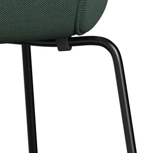 Fritz Hansen 3107 stol helt vadderad, svart/stålcuttrio dammad grön (STR966)