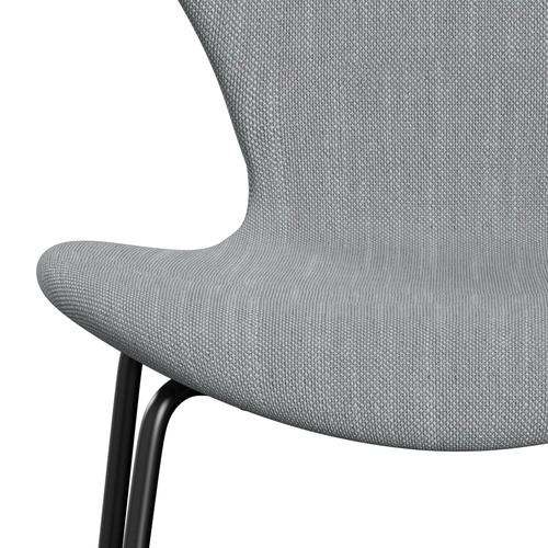 Fritz Hansen 3107 stol helt vadderad, svart/sunniva 2 ljusgrå/ljusblå