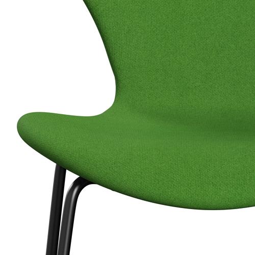Fritz Hansen 3107 stol helt vadderad, svart/tonus klar grön