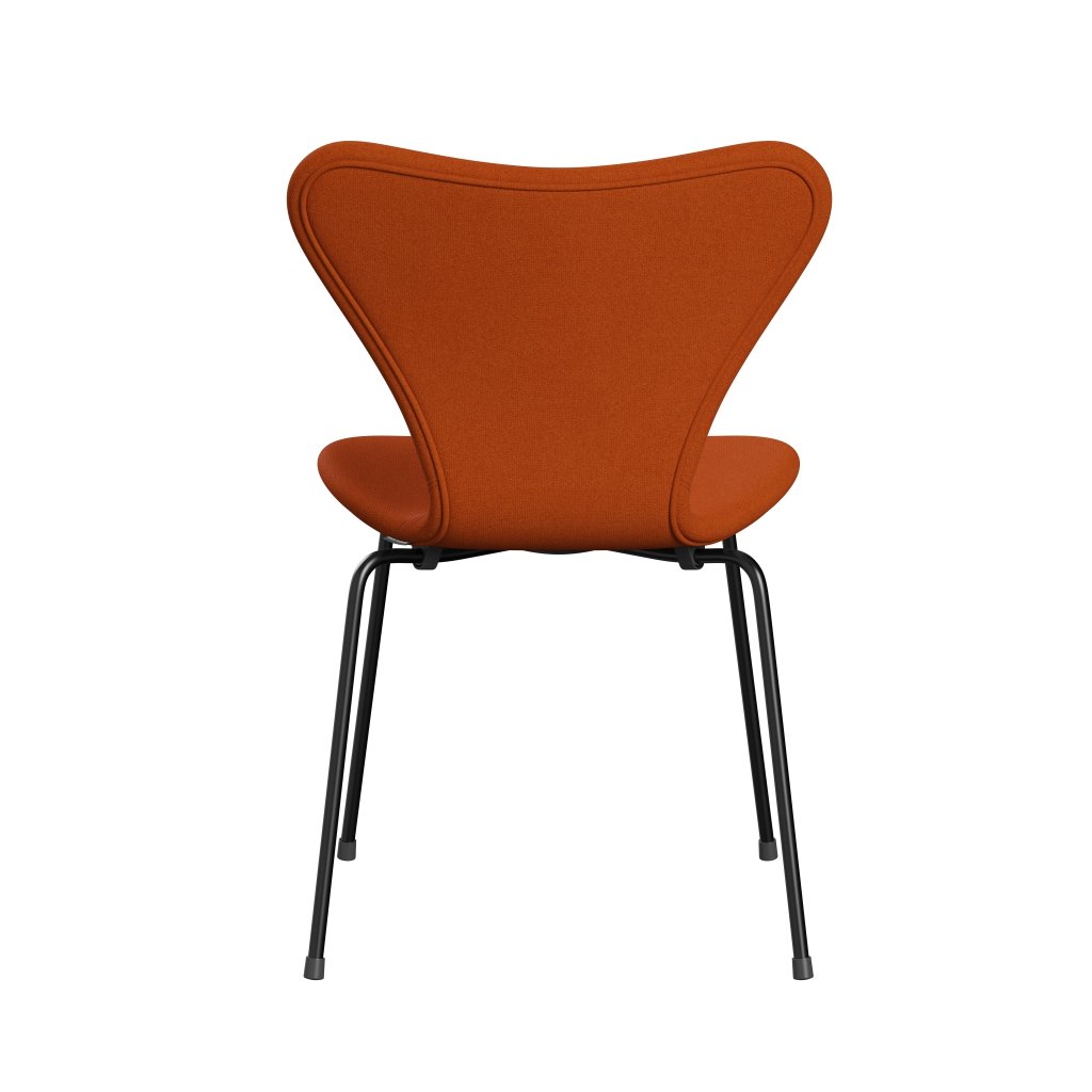 Fritz Hansen 3107 stol helt vadderad, svart/tonus orange (ton605)